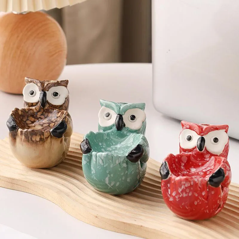 Ceramic Hollow Owl Aromatherapy Burner Essential Oil Furnace Indoor Fragrance Censer Candle Holder Home Decoration