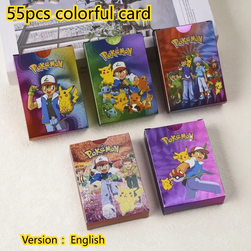 

Hot 55PCS Pokemon Gold Foil Colorful Card Charizard Pikachu Arceus Silver Black English VSTAR VMAX Collection Card Boy's Gift