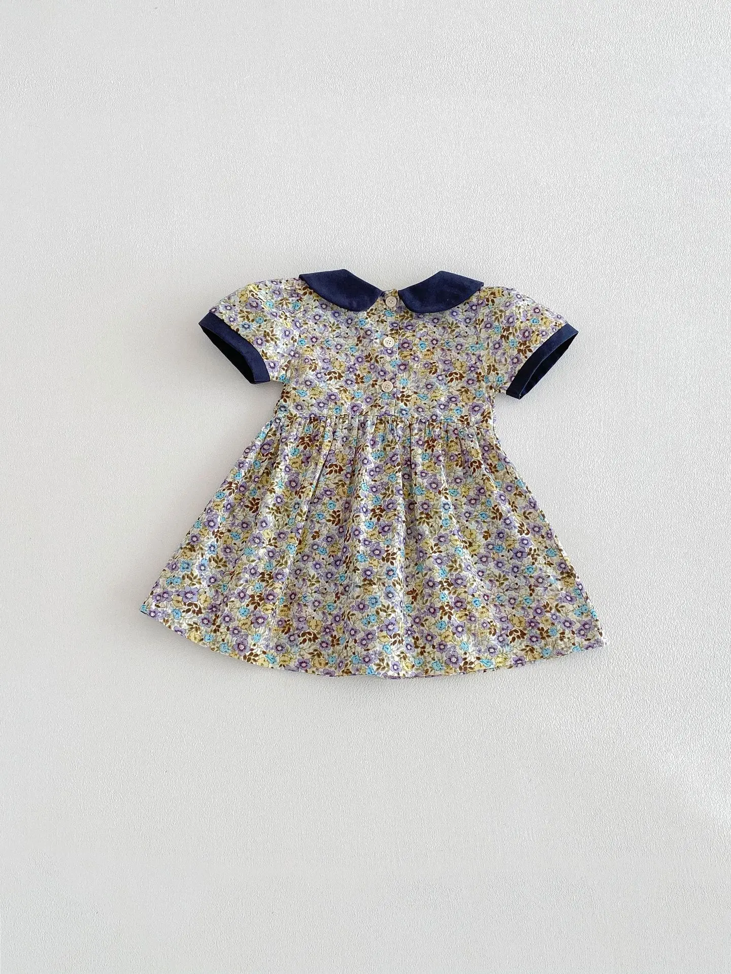 MILANCEL 2026 9M-4T Summer Baby Dress Cute Colorful Floral Thin Girls Dress Embroidered Flower Collar Kids Sweet Princess Dress