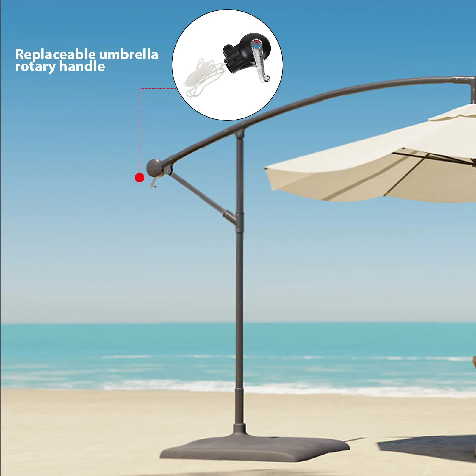 

Plastic Rotary Handle for Umbrella Adjustable Angle Sun Protection Stylish Design Patio Balcony Shade Replacement Parts