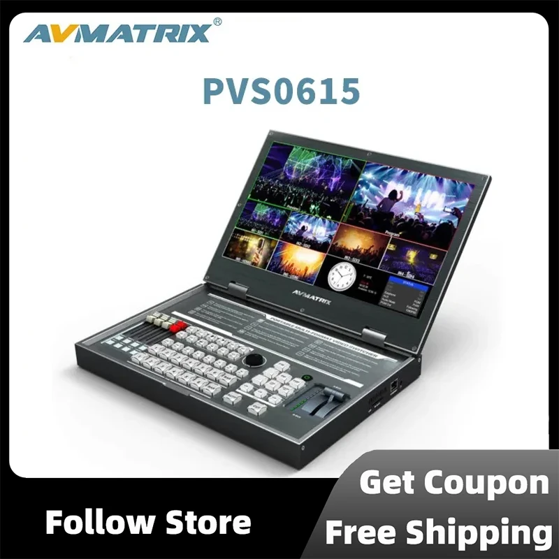 AVMATRIX PVS0615 15.6 بوصة 6 قنوات مدخلات محمولة LCD FHD شاشة محول فيديو متعدد التنسيقات مع وضع PIP وخلاط الصوت