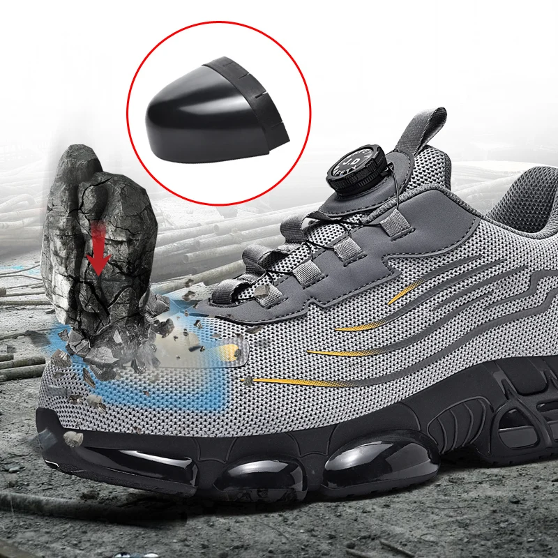

Рабочая защитная обувь Мужская и женская обувь со стальным носком Неразрушимые рабочие кроссовки Защитные защитные ботинки с кнопкой вращения