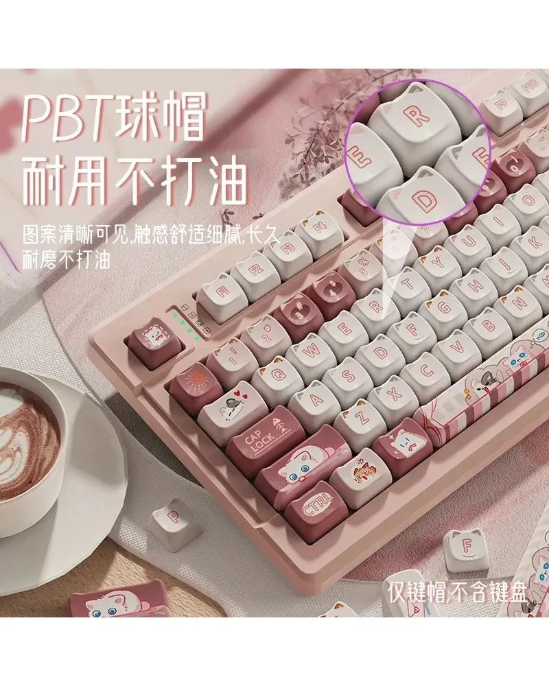 Cute Cat Claw MAO Profile PBT Keycaps High Value Aesthetic Personalized Full Set For Girls Keyboard Decoration