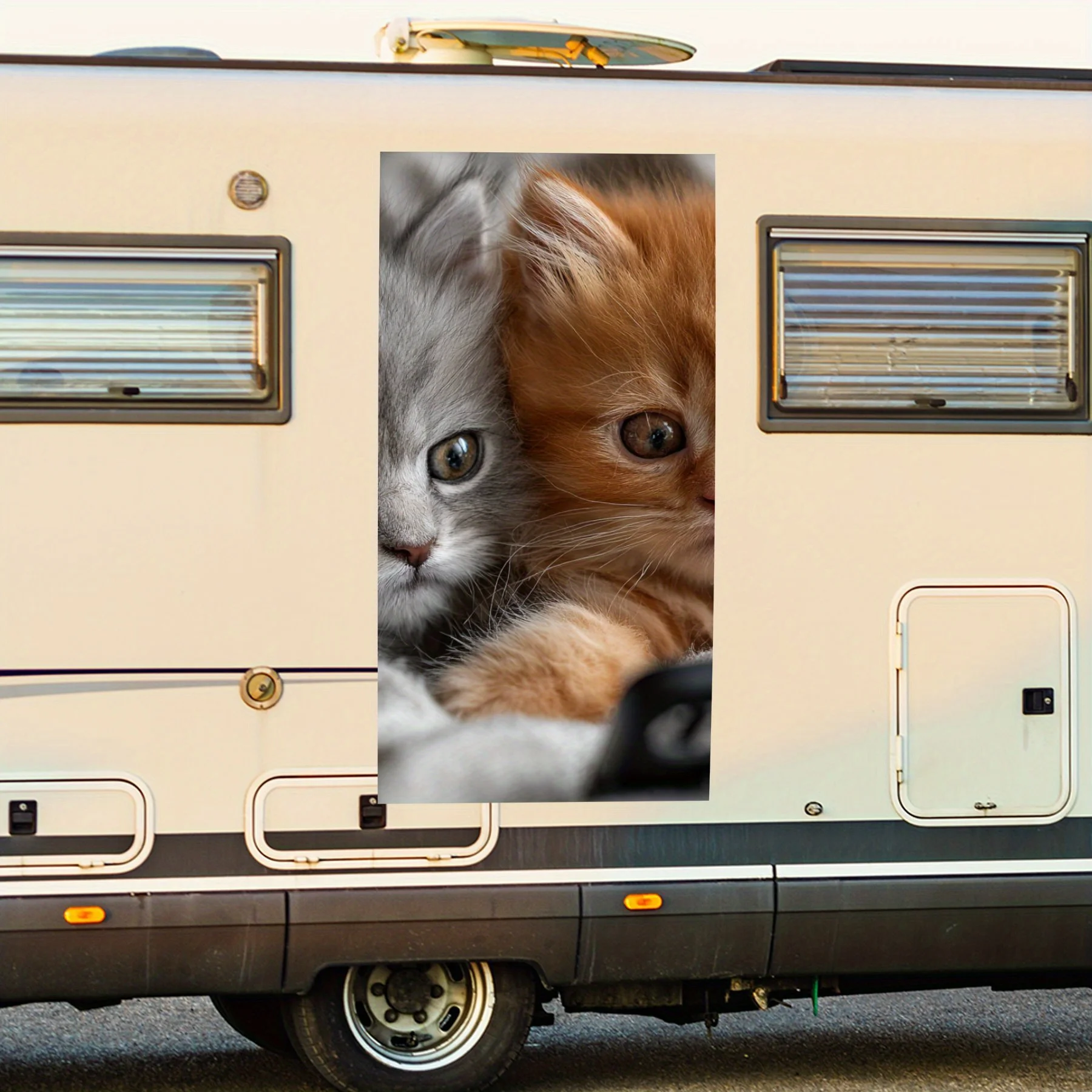 

Наклейка на автомобиль Kittens Gaming Fun, водонепроницаемая виниловая наклейка для автофургона, самоклеящиеся наклейки для украшения и защиты кузова RV, Perf