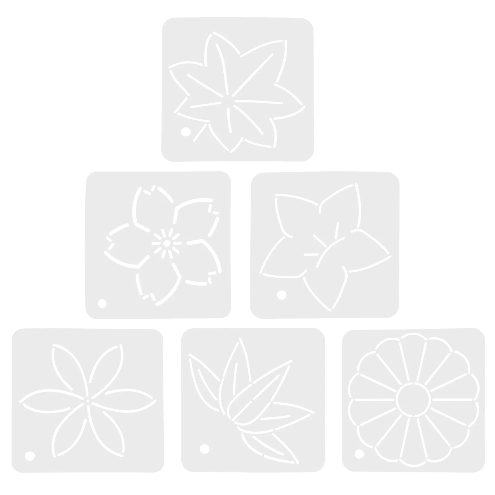6pcs Quilting Diy Tools Flower Design Patchwork Stencils Template Sewing Ruler For Machine Quilting Free Reusable