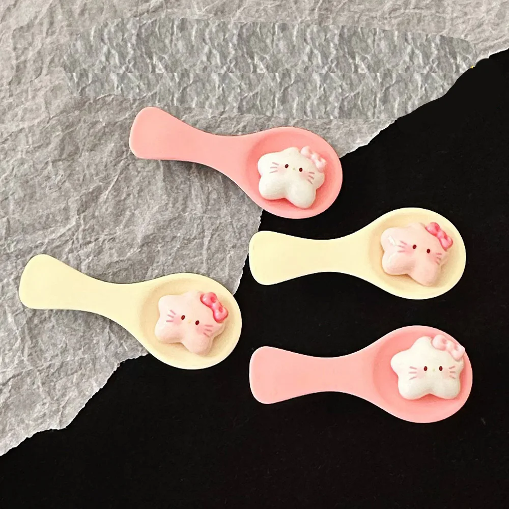 

2PCS Cute Pink Cat Spoon Hairpins Cartoon Stars Duck Beak Hairclip Sweet Girl Bangs Hair Clip Headdress