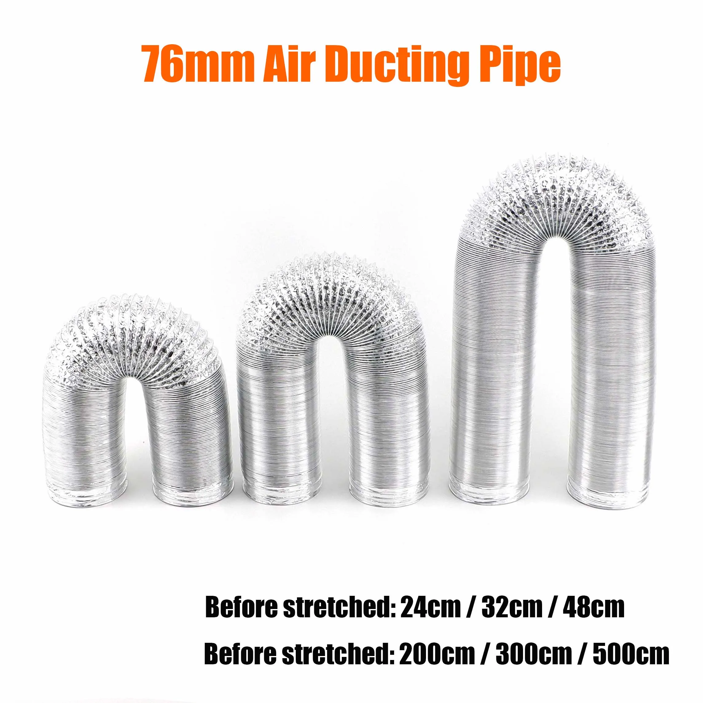 

76 мм ID растянутая длина 200 см 300 см 500 см воздушный дизельный обогреватель воздуховод труба алюминиевая фольга трубка шланг для автомобиля кемпер караван