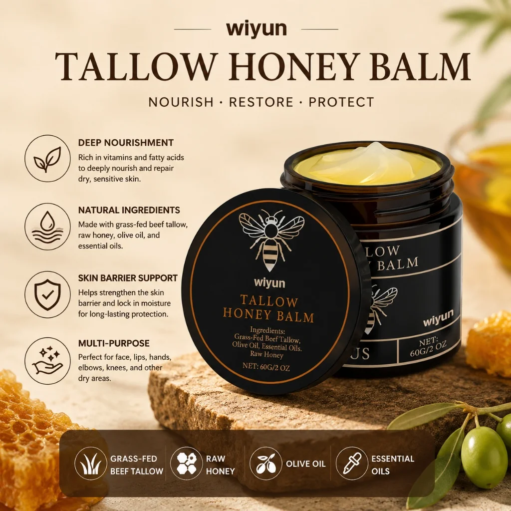60g Mild Tallow Honey Body Balm Hydrate Firm Calm Skin Lightening Relieve Dull Dry Nourishing Lotion Treatment