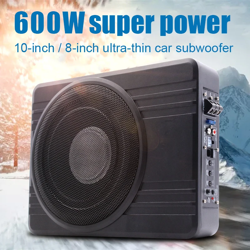 

8/10 Inch Subwoofer Car Audio 12V600W High-power Aluminum Alloy Car Speaker Under Seat Woofer Modification Ultra-thin Subwoofer