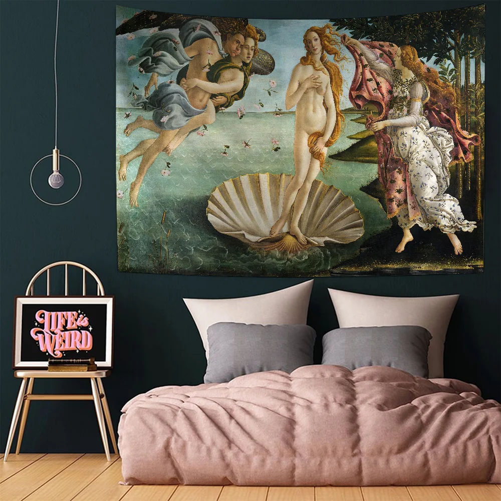 Renaissance Oil Painting Hanging Bohemian Tapestry Hanging Tarot Hippie Wall Rugs Dorm Japanese Tapestry