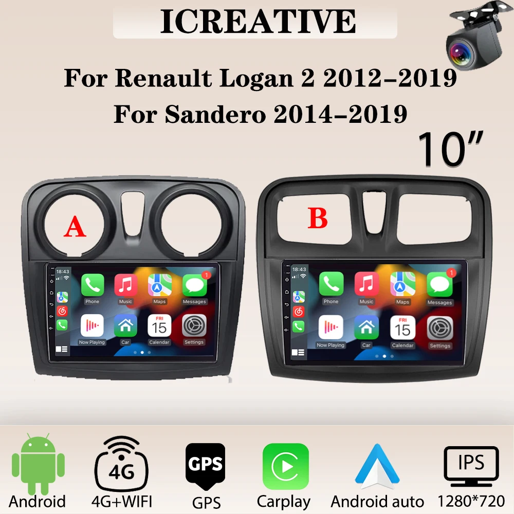 

Car Radio Carplay for Renault Logan 2 2012-2019 Sandero 2 2014-2019 Multimedia 2din Stereo Android Headunit Autoradio Navigation