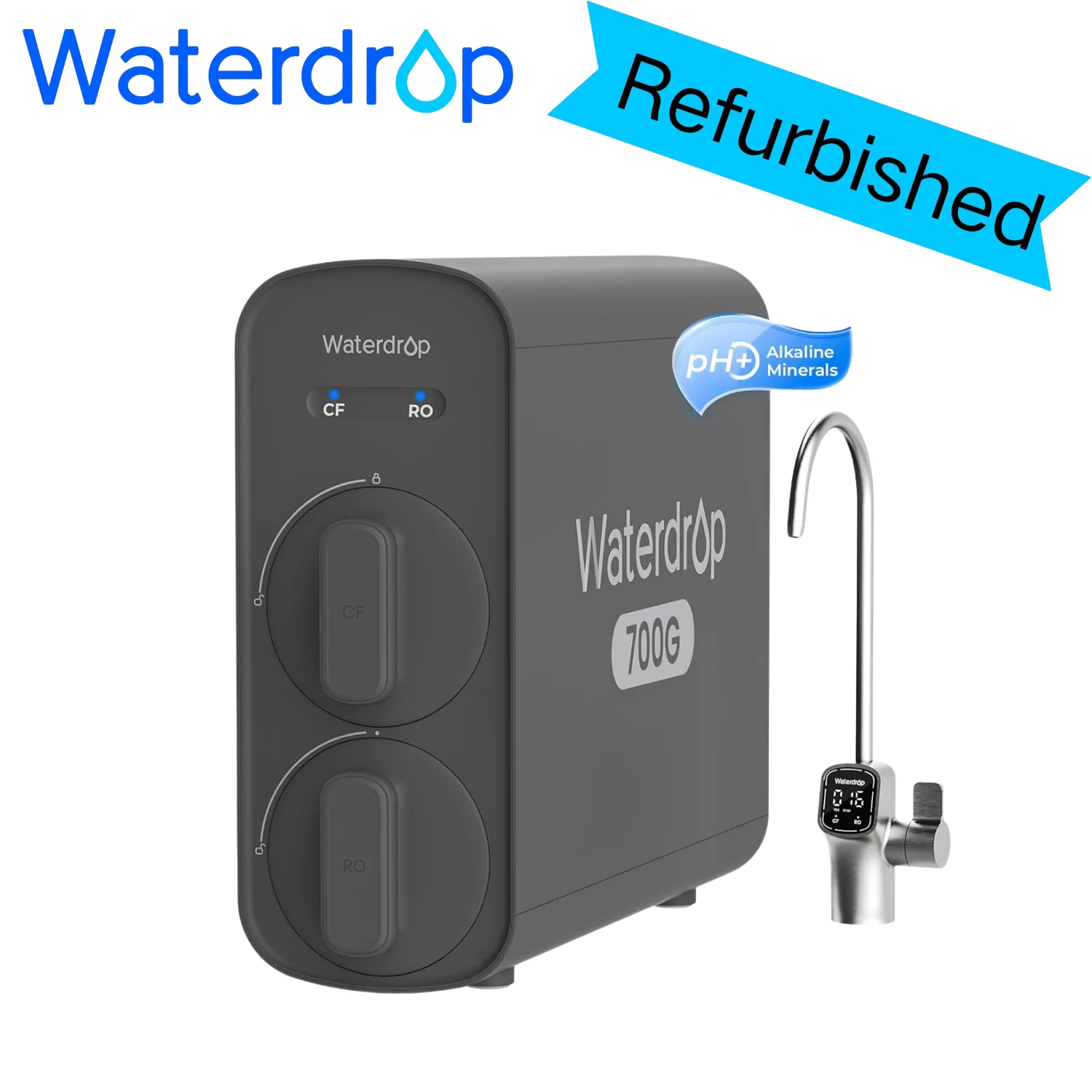 

Waterdrop G5P700A Alkaline Mineral pH+ Reverse Osmosis Water Filter, NSF/ANSI 58 & 372 Certified, Certified Refurbished