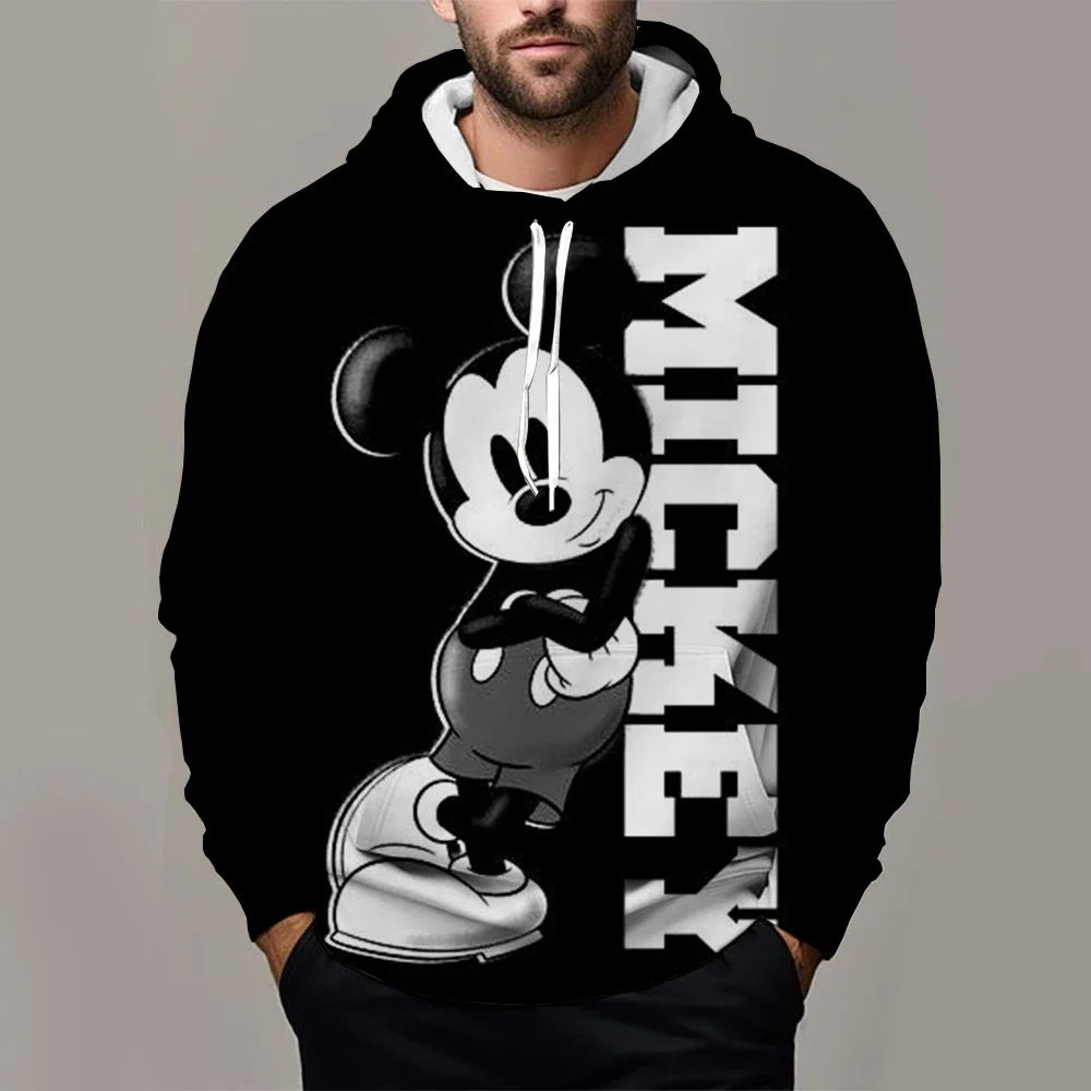 Disney moletom com capuz masculino miniso meninos meninas pulôver 3d impresso mickey mouse moletom com capuz masculino casual roupas masculinas de grandes dimensões