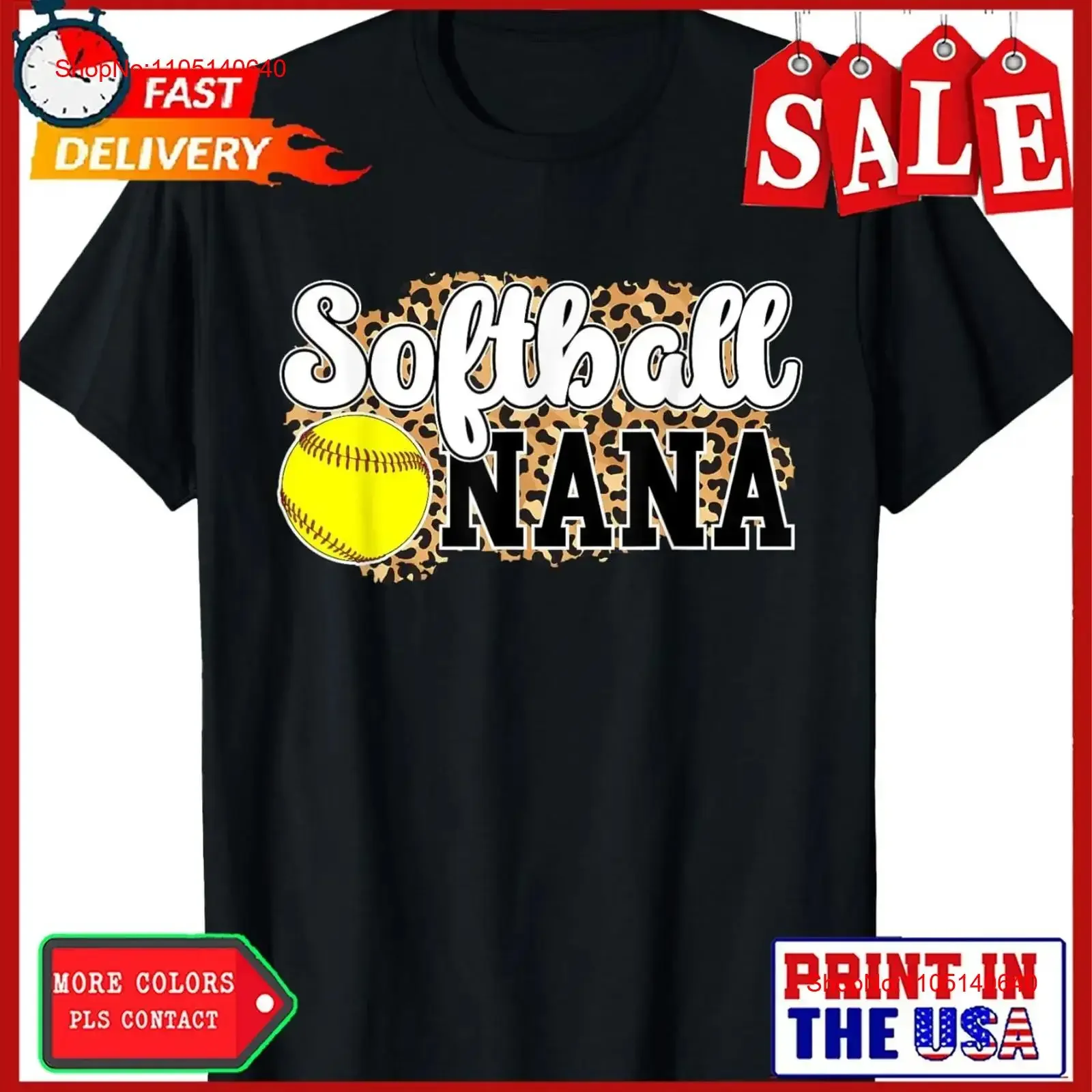 تي شيرت Softball Nana Leopard Of A Player تي شيرت عتيق مغسول للجنسين ناعم وجيد التهوية للارتداء اليومي موضة متعددة الاستخدامات