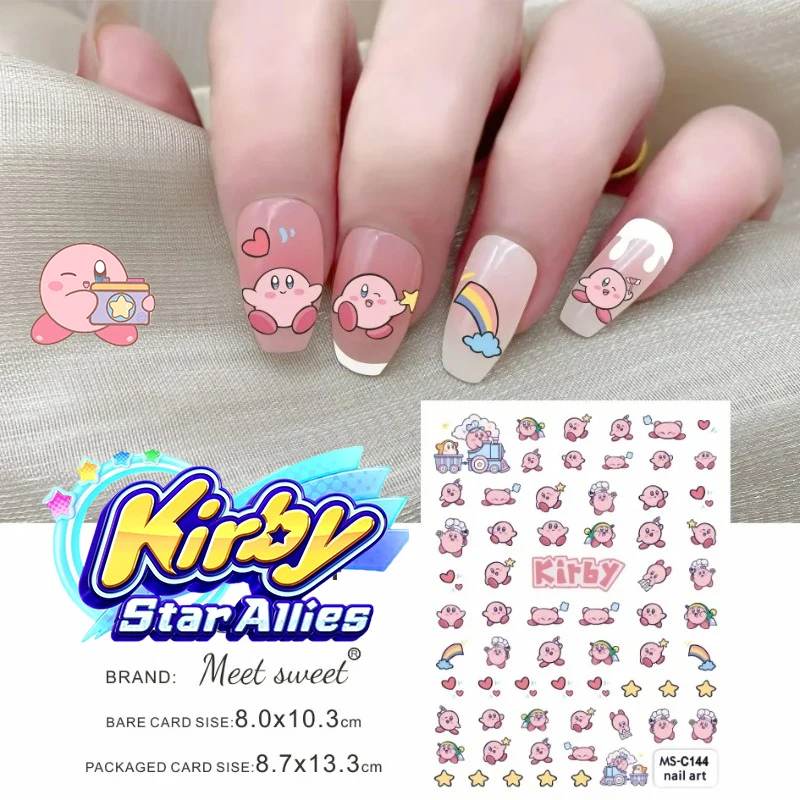 Kirby of The Stars Cartoon Magician Nail Stickers New Anime 3D Adhesive Stickers Pooh Nail Art Decals Nail Sliders