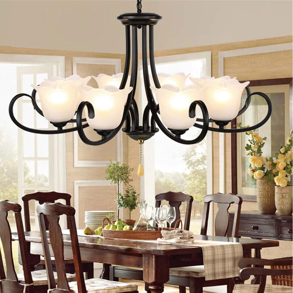 Fan Pulls Set Golden Ceiling Fan Pull Chain Iron Material Rust Resistant Smooth Beaded Surface for Light Ceiling Ventilation