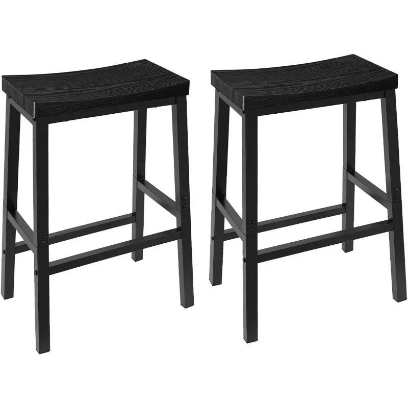 

Bar Stools, Set of 2 Bar Chairs, Saddle Stools, Kitchen Counter Stools with Footrests, Industrial Stools for Dining Room,