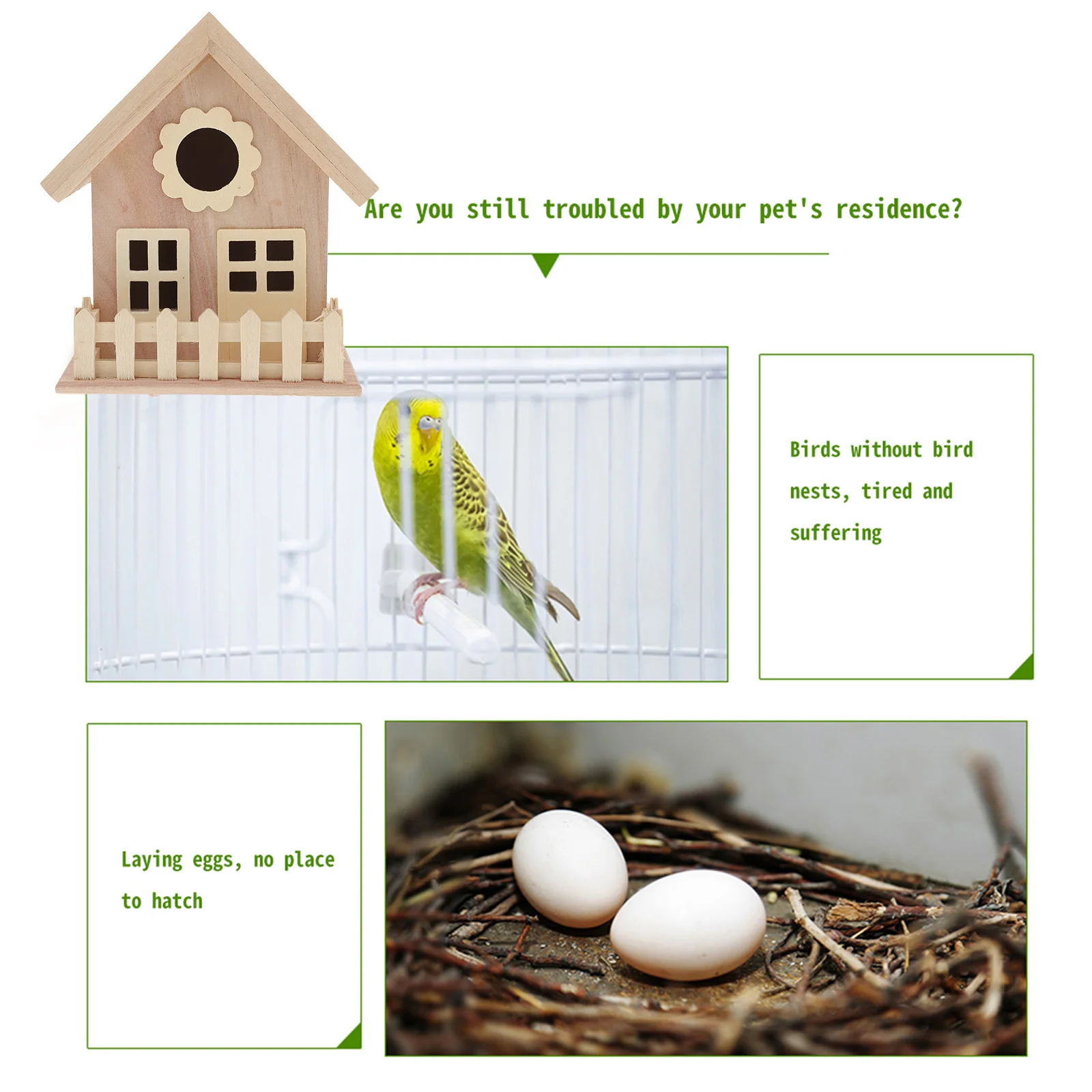 

Wooden Bird Birds Birds Bed Entrance DIY Decoration Hanging Cage Bird House Pet Supplies