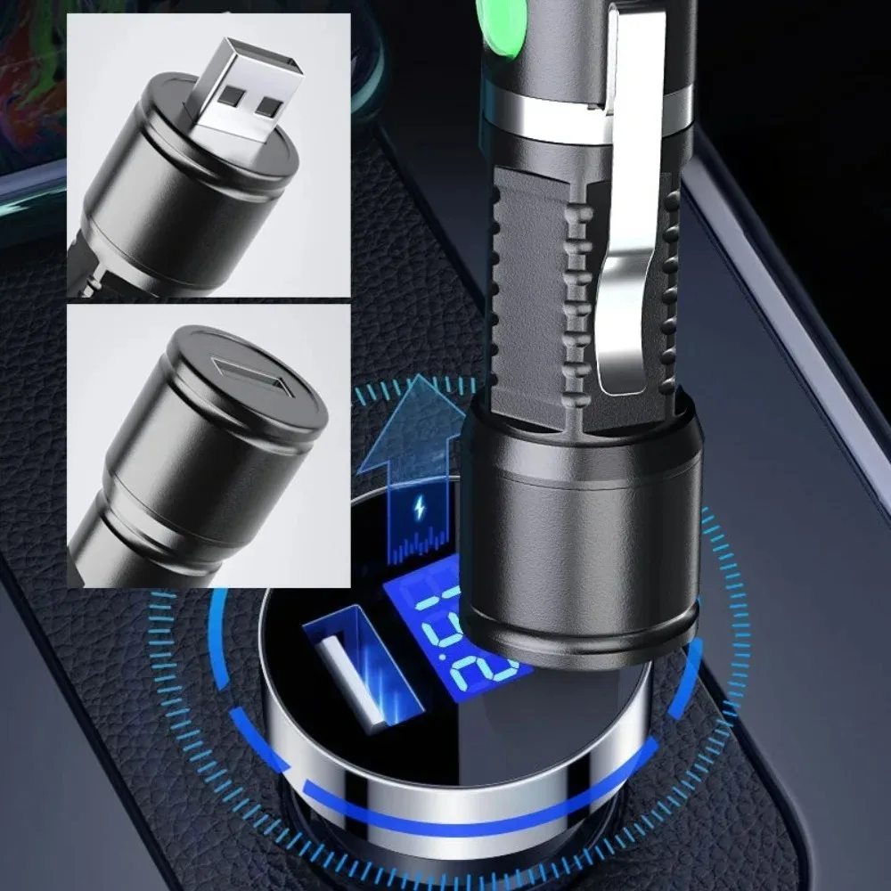 Mini Portable Strong Light Flashlight Emergency Torch USB Direct Charging Household Outdoor Lights with Pen Clip