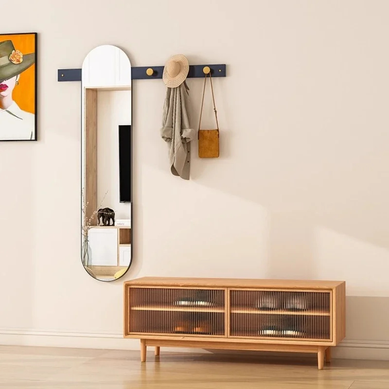 Entrance coat rack mirror integrated wall-mounted full-length mirror ins wind fitting mirror