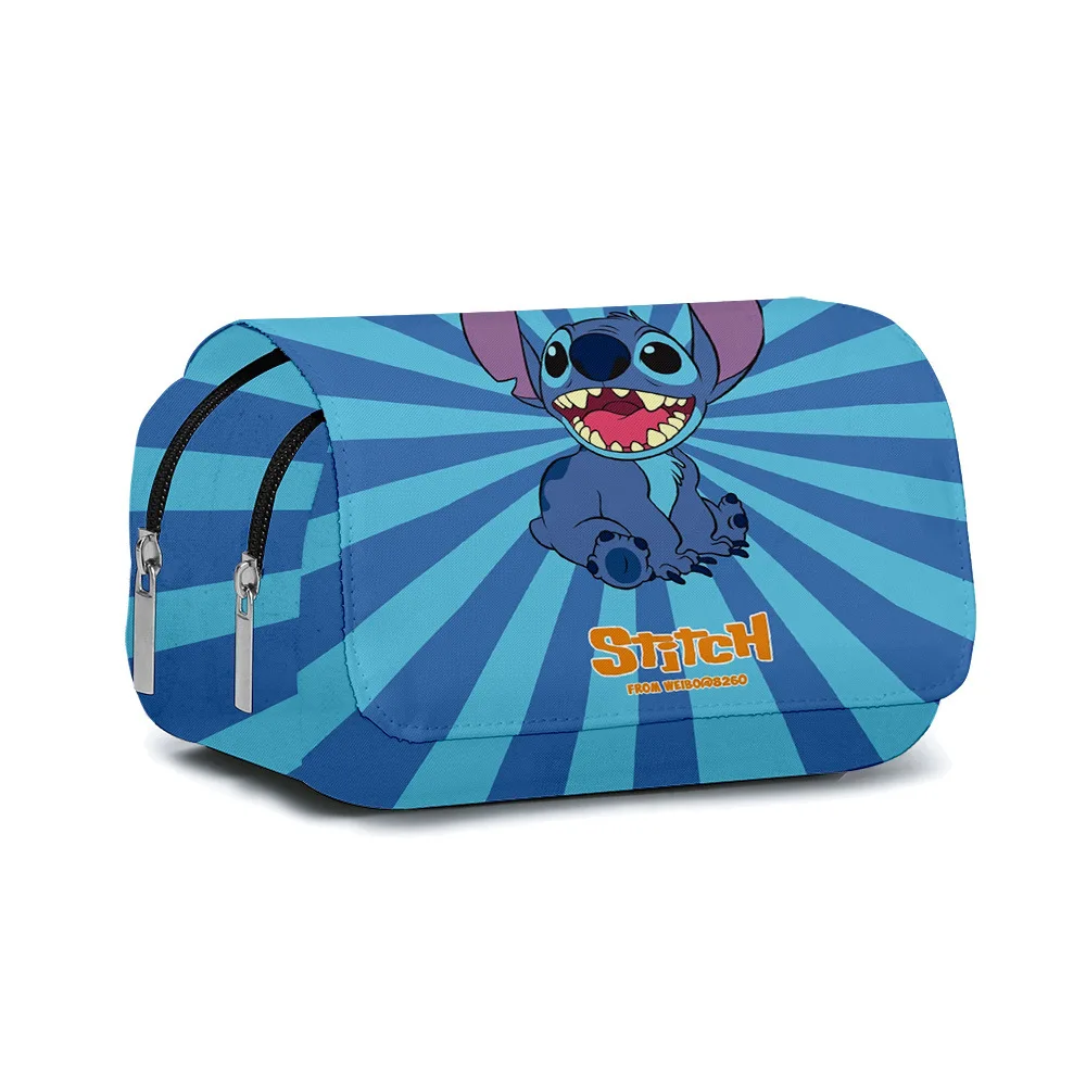 2024 Stitch Fully Printed Flap Pen Bag Stationery Box Pencil Case Primary and Secondary Anime Kawaii Cartoon School Bag Mochila