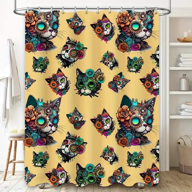 

Роскошный дамасский комплект занавесок для душа, белый коврик для ванной с цветочным принтом, декор с 12 крючками (коричневый)