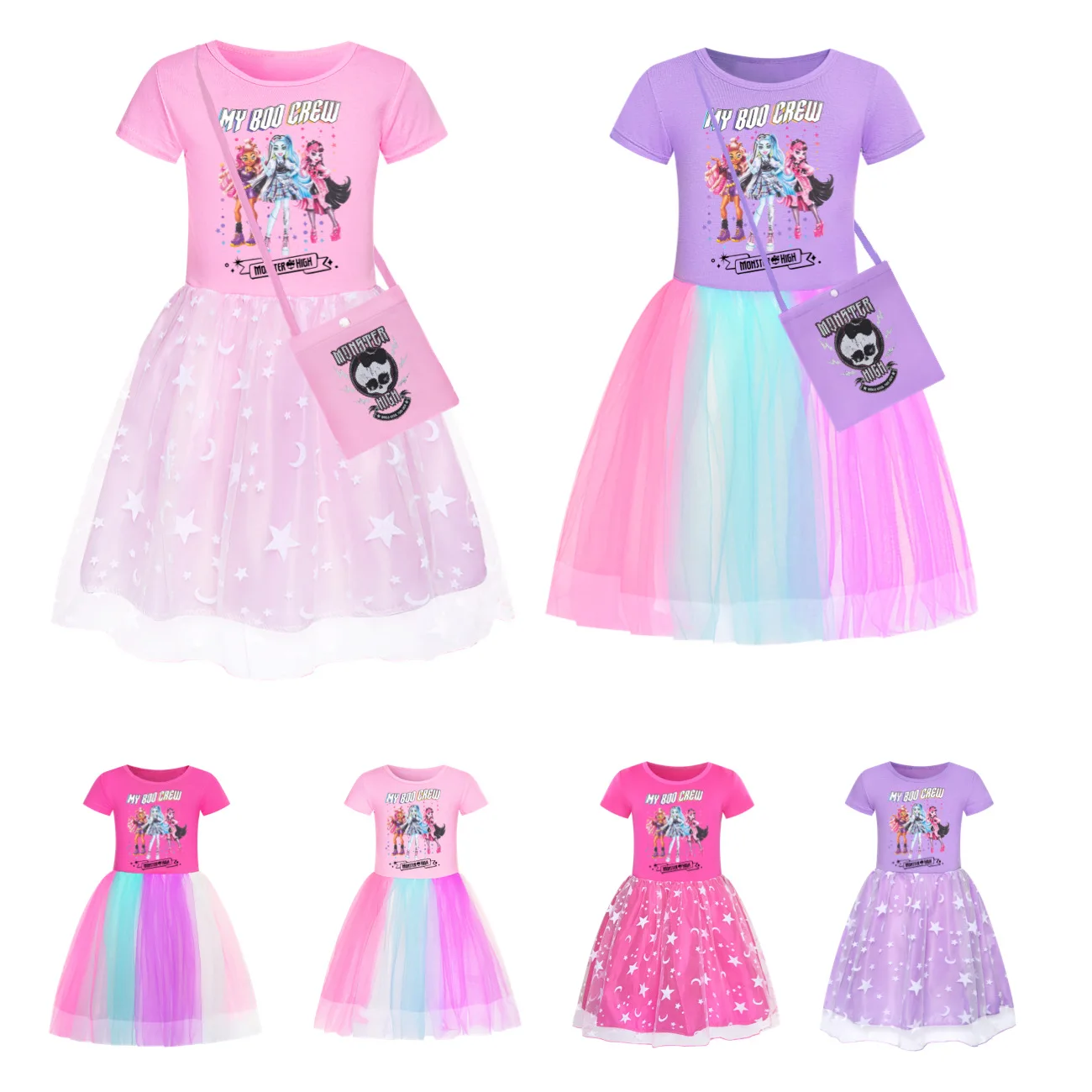 Summer Monster High Kids Clothes Girls Cartoon Casual Party Dresses Girl Princess Dress Wedding Vestidos