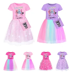 Letnie Monster High ubrania dla dzieci dziewczyny Cartoon Casual Party sukienki dziewczyna księżniczka sukienka ślubna Vestidos