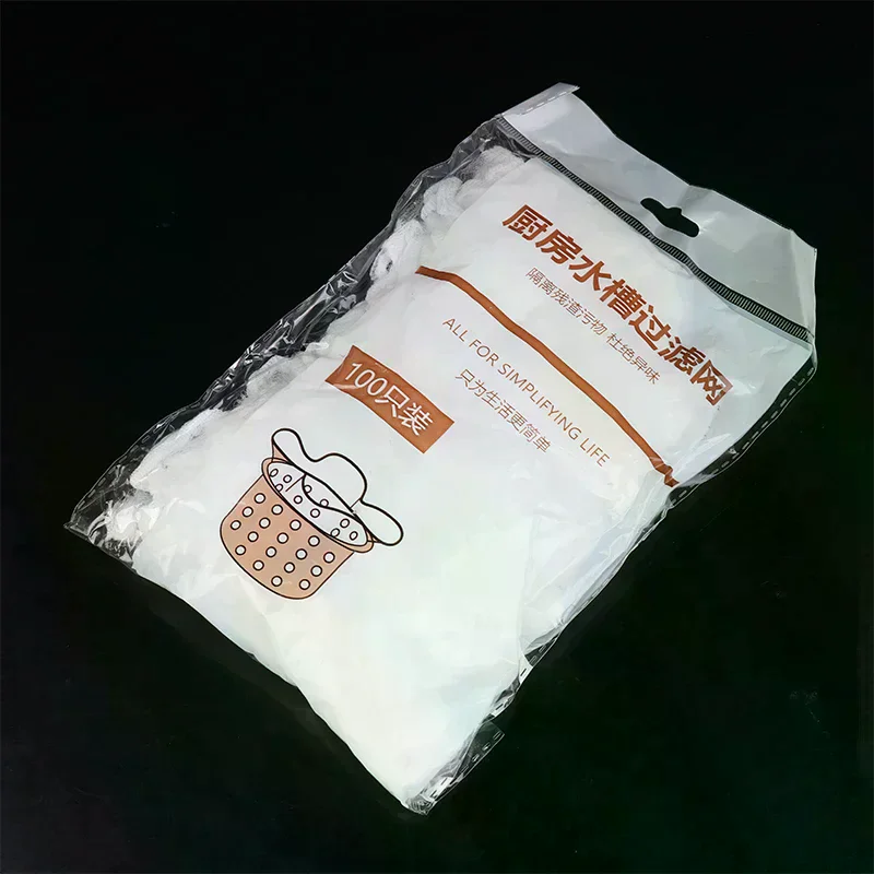 [MA]100Pcs/Pack Disposable Sink Filter Kitchen Sewer Net Garbage Filter Bag Sink Strainer Bathroom Drain Hair Anti-blocking Net