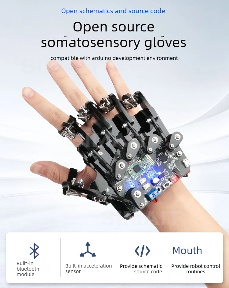 Open Source Motion Glove Wearable Mechanical Exoskeleton Robot Arm Control