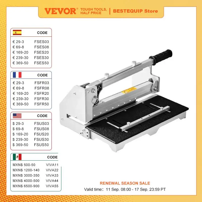 VEVOR pemotong lantai 13 inci potongan papan vinil laminasi papan vinil lapisan kayu keras untuk LVP SPC LVT VCT PVC dan banyak lagi