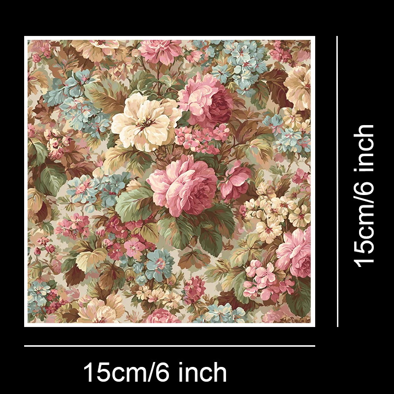 Paquete de 36 hojas de papel para álbum de recortes de 6 "x 6": estampados florales dibujados a mano para álbumes de recortes, origami, diario basura y bricolaje de tarjetas.