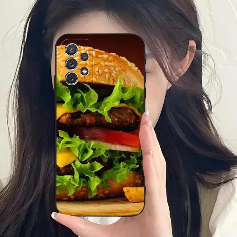 French Fries Burger Phone Case For Samsung Galaxy S23 S22 S21 S20 S30 Ultra Fe S10 S8 S9 Note 20 10 Pro Plus Black Cover