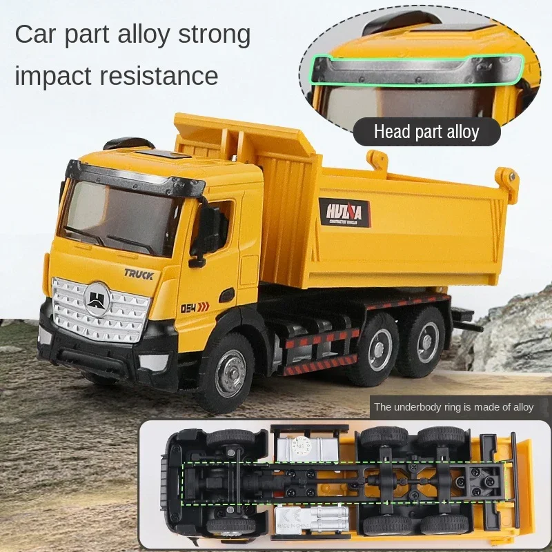 Huina Diecast Dump Truck Model Alloy Excavator Tractor Toy Simulation Truck Model Car Toys Mini Cars Static Model Kids Birthday