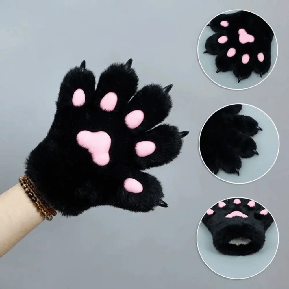 

Милый костюм для косплея щенка волка, перчатки с героями мультфильмов, пушистые плюшевые перчатки с кошачьей лапой, теплый реквизит для косплея, варежки с когтями животных, подарки