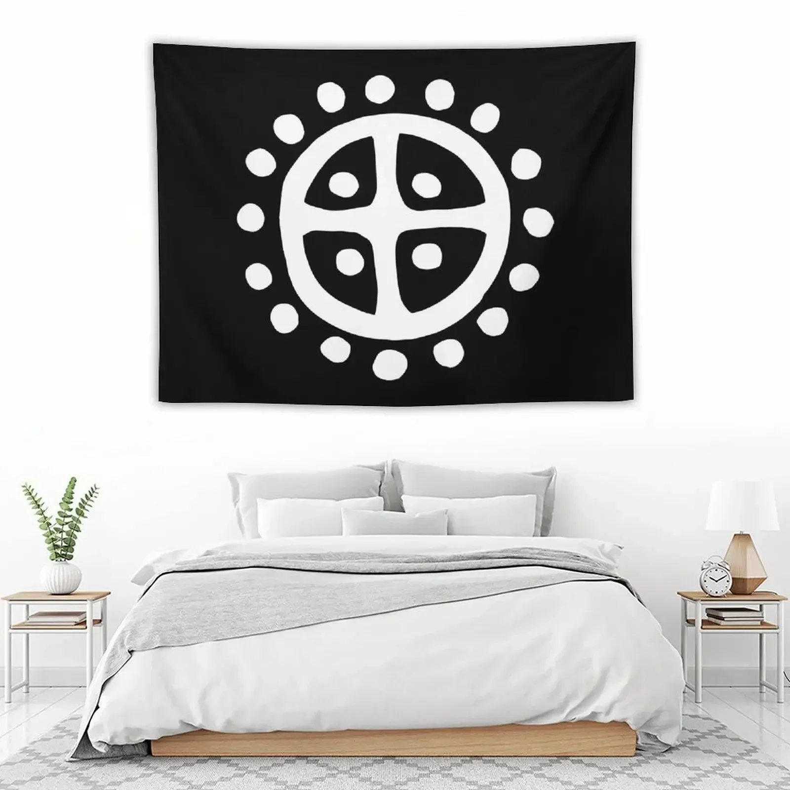 

Nordic Sun Wheel Symbol Prehistoric Pagan Solar cross witchcraft Tapestry Aesthetic Room Decorations Bathroom Decor Tapestry