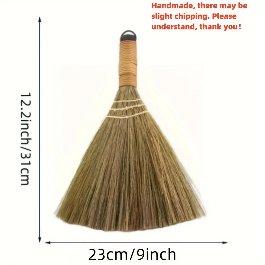 1pc Handmade Grass Broom, Small Handmade Dust Broom, Cleaning Tools, For Housekeeping Services Offices Hotels