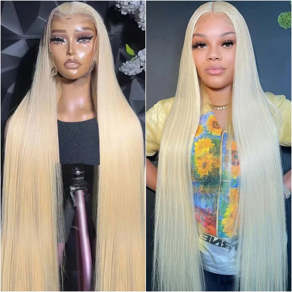 36インチ 613ストレート 13x6 HDハニーブロンド レースフロント 人毛ウィッグ ブラジリアン 13x4 カラーレースフロントウィッグ 女性用 200密度