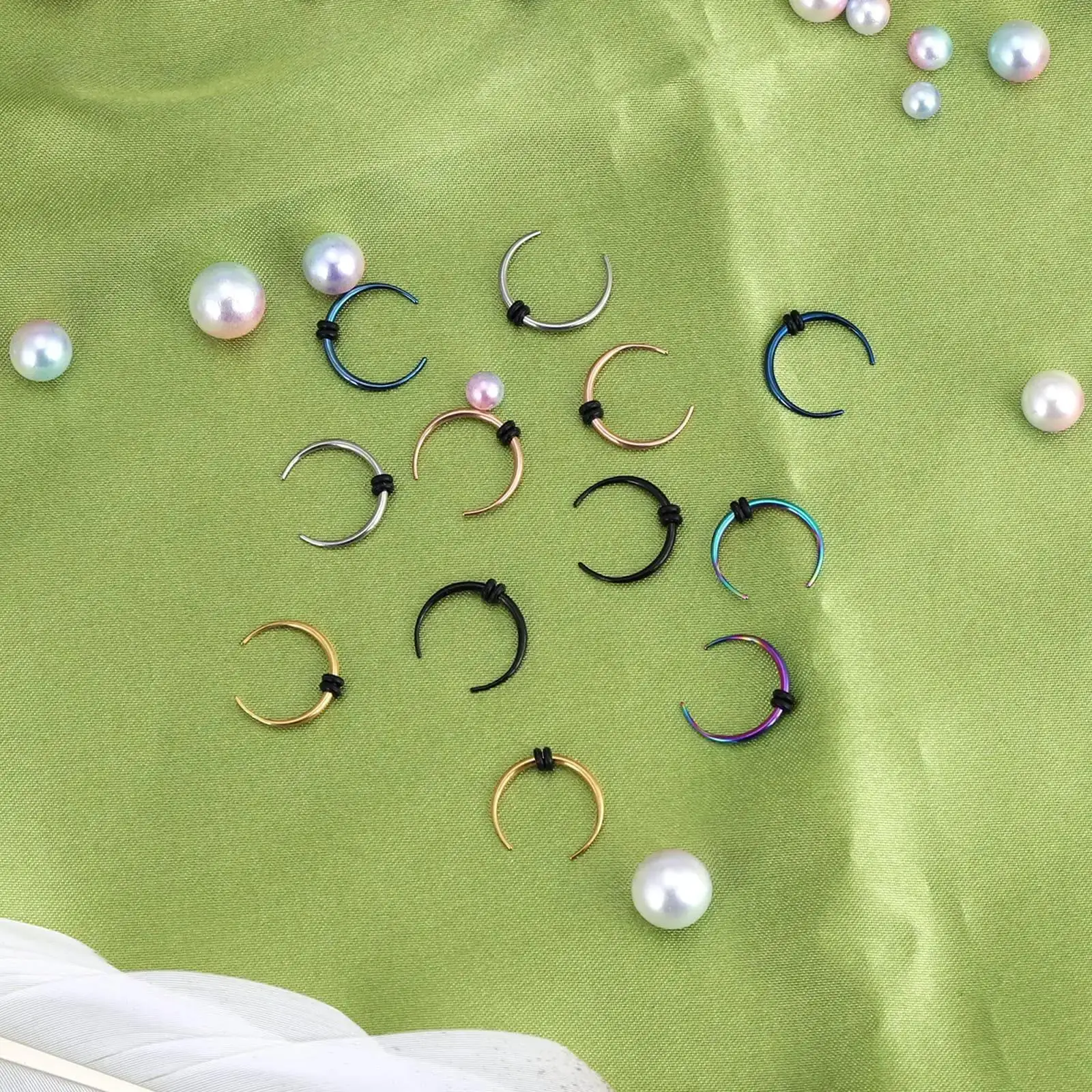 14G 16G Stainless Steel Septum Pinchers Horseshoes Rings Buffalo Taper with O-Rings Nose Pincher Septum Diameter 8mm 10mm 12mm