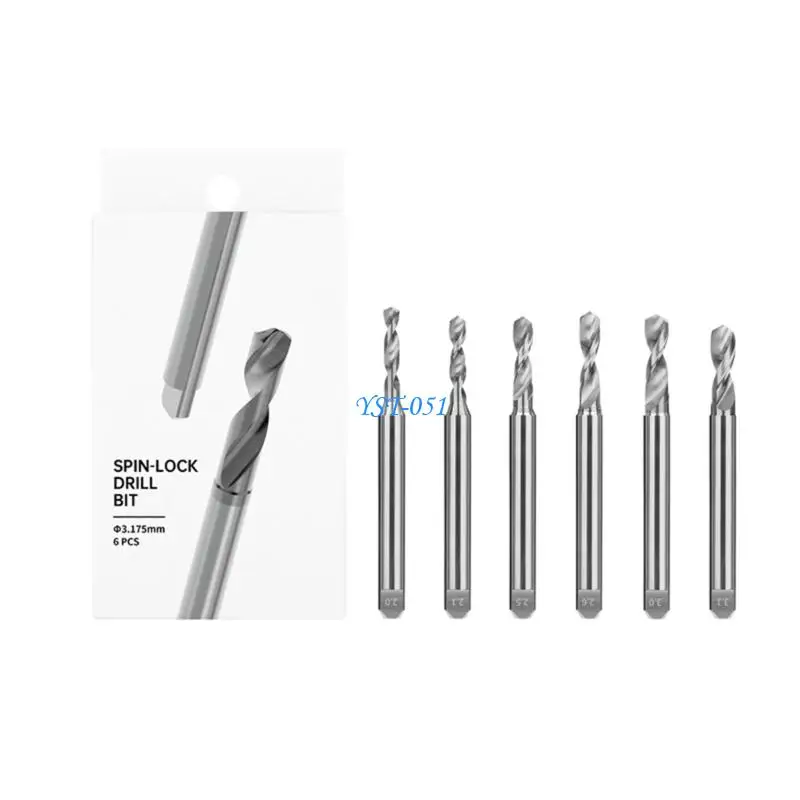 E15A 6Pcs Travel Hand Drill Bit Manual Tool Accessories Ensuring Perfectly Balanced Use For Miniature Drilling