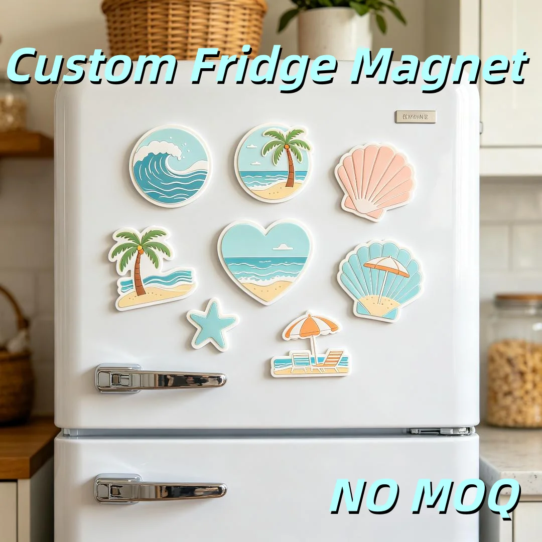 Customizable Summer Beach Fridge Magnet Surfboard Wave Palm Tree Magnetic Sticker Home Decor for Surfers