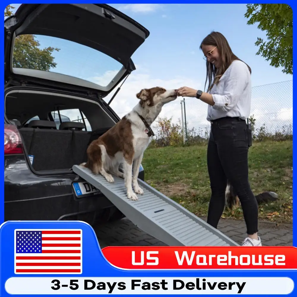 

Dog Ramp Folding 59x15.8Inch Portable Pet Stair Ramp Non-Slip Rug Surface Pet Ramp Stairs for Medium & Large Dogs Get Into A Car