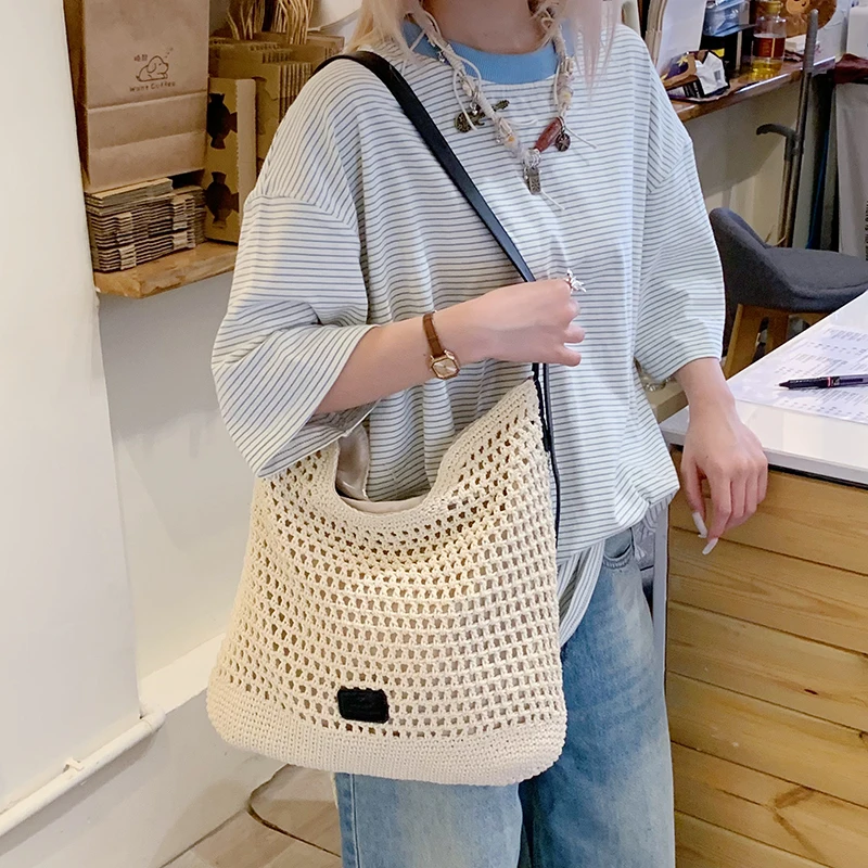 

Natural Straw Woven Shoulder Bags Women's Boho Beach Purse Handmade Rattan Handbags Summer Crossbody Clutch Tote Bags for Ladies