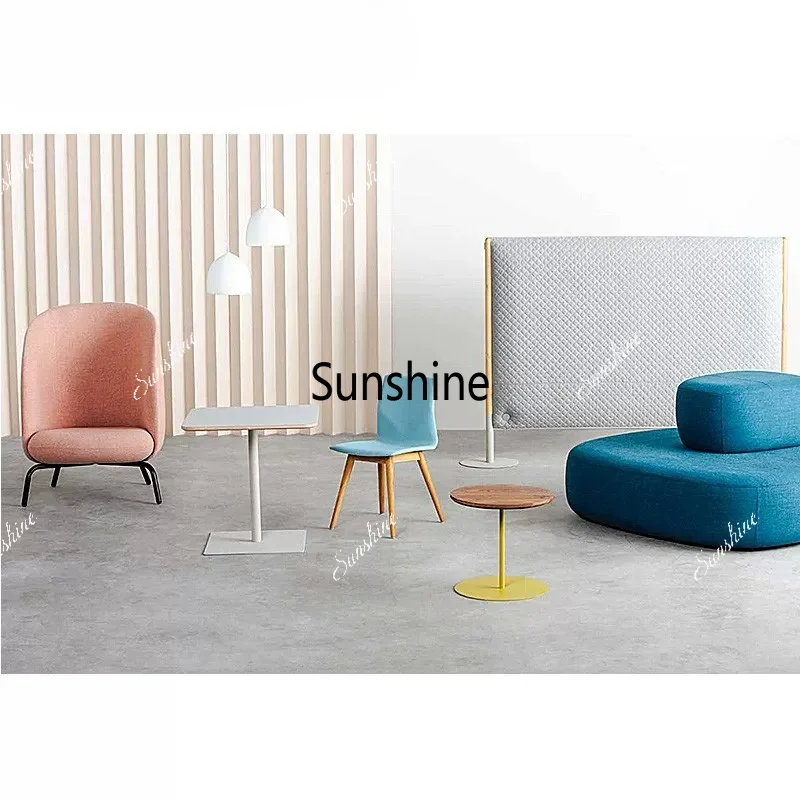 Small apartment fabric single leisure chair solid wood high back sofa