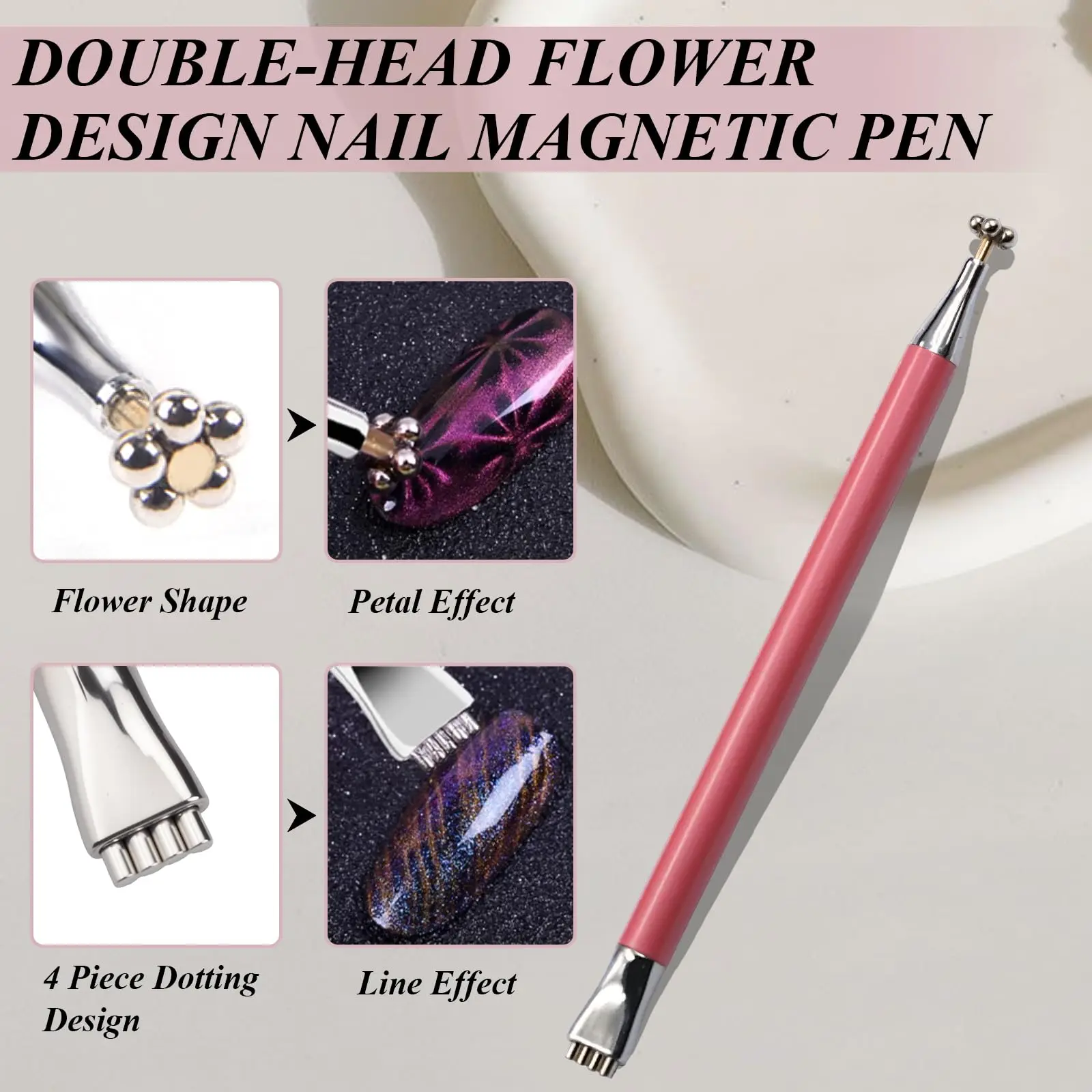 9 pezzi per unghie a doppia testa Cat Eye Kit magnete forte Fiore di coniglio Penna magnetica per nail art per smalto gel Manicure Strumenti per salone fai da te