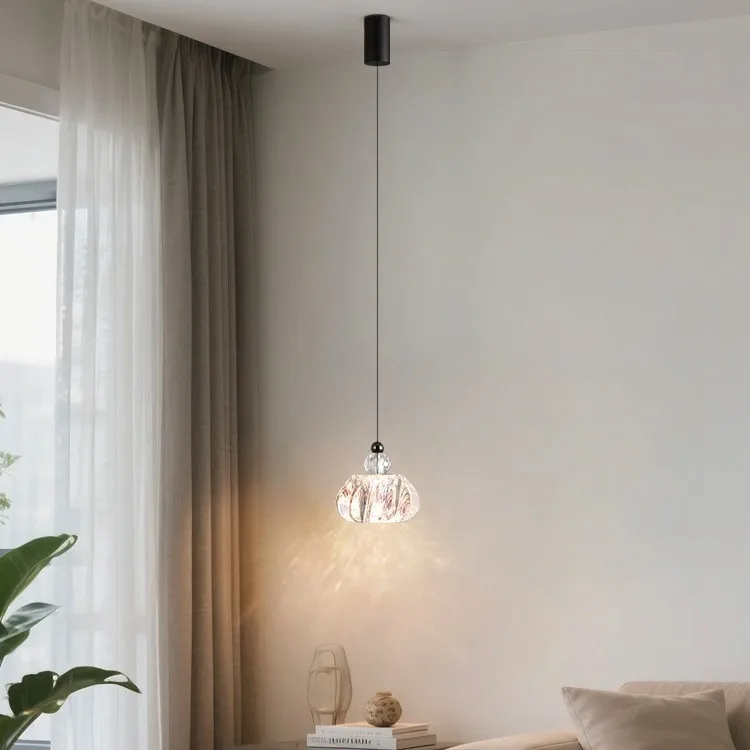 Modern Minimalist Headboard Pendant Lamp with Adjustable Height Bedroom Entryway Living Room High-end Small Moonlight Fixture