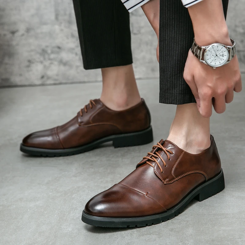 2024 large-sized casual and comfortable brand fashionable new men's derby shoes, fashionable breathable and non slip shoes