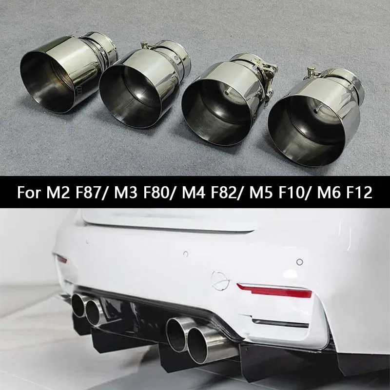 4 PCS Exhaust Pipe Tail Throat For BMW M2 F87/ M3 F80/ M4 F82/ M5 F10/ M6 F12 304 Stainless Steel Muffler Tip Tailpipe Nozzles