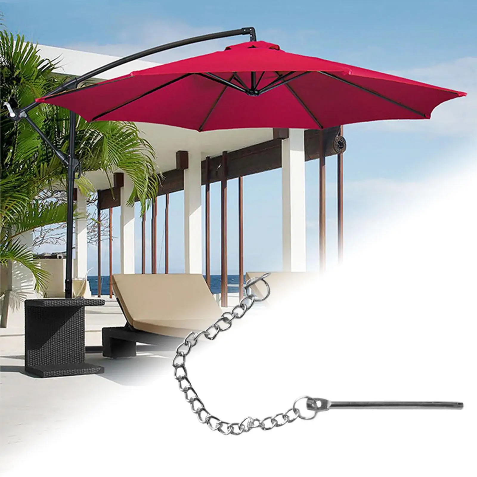 Patio Umbrella Pin Chain Accessories Outdoor Sturdy Wind Stabilizer Fixed Strap for Poolside Beach Courtyard Garden Outside