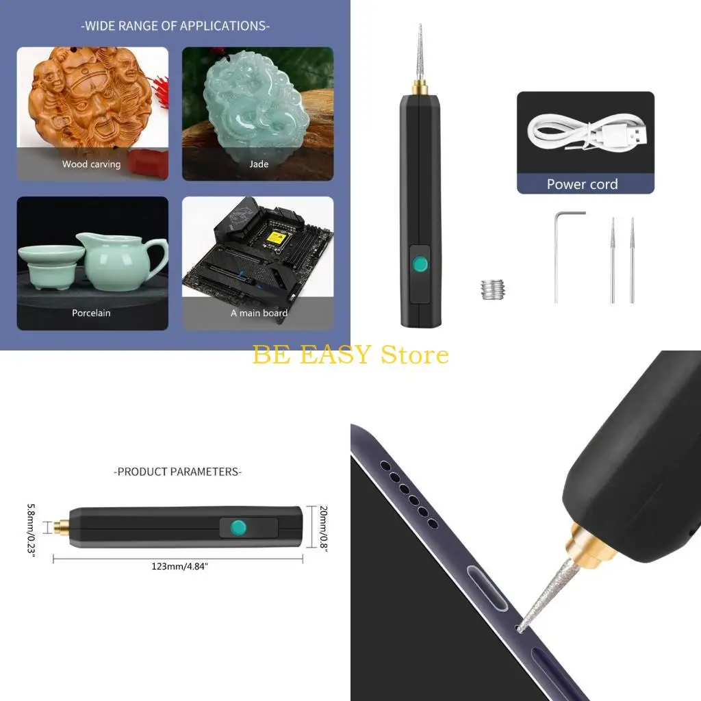 

E28F Small Electric Grinding Pen Handheld Drill Grinder Rechargeable Crafts Tool for Jade- Polishing Cutting